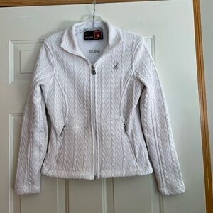 Women’s Spyder major cable core white full zip sweater jacket. Size XS